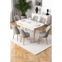 HANAH HOME Rasklopivi trpezarijski sto i stolice (7 delova) Nira White Gold Grey - slika 1