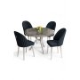 HANAH HOME Set trpezarijskog stola i stolica (5 delova) Mos Anthracite Chrome - slika 1