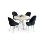 HANAH HOME Set trpezarijskog stola i stolica (5 delova) Mos White Marble Chrome Anthracite - slika 2