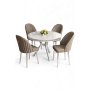 HANAH HOME Set trpezarijskog stola i stolica (5 delova) Mos White Marble Chrome Cappuccino - slika 1