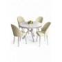 HANAH HOME Set trpezarijskog stola i stolica (5 delova) Mos White Marble Chrome Cream - slika 2