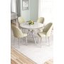 HANAH HOME Set trpezarijskog stola i stolica (5 delova) Mos White Marble Chrome Cream - slika 1