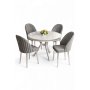 HANAH HOME Set trpezarijskog stola i stolica (5 delova) Mos White Marble Chrome Grey - slika 1