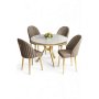 HANAH HOME Set trpezarijskog stola i stolica (5 delova) Mos White Marble Gold Cappuccino - slika 1
