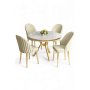 HANAH HOME Set trpezarijskog stola i stolica (5 delova) Mos White Marble Gold Cream - slika 2