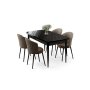 HANAH HOME Rasklopivi trpezarijski sto i stolice (5 delova) Asfel Black Marble Cappuccino - slika 1
