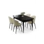 HANAH HOME Rasklopivi trpezarijski sto i stolice (5 delova) Asfel Black Marble Cream - slika 1