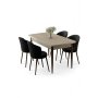 HANAH HOME Rasklopivi trpezarijski sto i stolice (5 delova) Asfel Travertine Black - slika 1