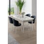 HANAH HOME Rasklopivi trpezarijski sto i stolice (5 delova) Asfel White Marble Anthracite - slika 1