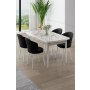 HANAH HOME Rasklopivi trpezarijski sto i stolice (5 delova) Asfel White Marble Black - slika 1