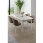 HANAH HOME Rasklopivi trpezarijski sto i stolice (5 delova) Asfel White Marble Cappuccino - slika 2