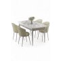HANAH HOME Rasklopivi trpezarijski sto i stolice (5 delova) Asfel White Marble Cream - slika 2