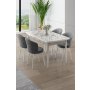 HANAH HOME Rasklopivi trpezarijski sto i stolice (5 delova) Asfel White Marble Grey - slika 1