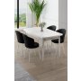 HANAH HOME Rasklopivi trpezarijski sto i stolice (5 delova) Asfel White Black - slika 1