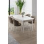 HANAH HOME Rasklopivi trpezarijski sto i stolice (5 delova) Asfel White Cappuccino - slika 1