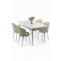 HANAH HOME Rasklopivi trpezarijski sto i stolice (5 delova) Asfel White Cream - slika 2