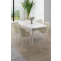 HANAH HOME Rasklopivi trpezarijski sto i stolice (5 delova) Asfel White Cream - slika 1