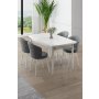 HANAH HOME Rasklopivi trpezarijski sto i stolice (5 delova) Asfel White Grey - slika 2