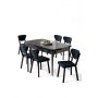 HANAH HOME Rasklopivi trpezarijski sto i stolice (7 delova) Exve Black Marble Anthracite - slika 1