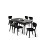 HANAH HOME Rasklopivi trpezarijski sto i stolice (7 delova) Exve Black Marble Black - slika 1