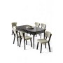 HANAH HOME Rasklopivi trpezarijski sto i stolice (7 delova) Exve Black Marble Cream - slika 2