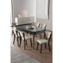 HANAH HOME Rasklopivi trpezarijski sto i stolice (7 delova) Exve Black Marble Cream - slika 1