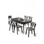 HANAH HOME Rasklopivi trpezarijski sto i stolice (7 delova) Exve Black Marble Grey - slika 1