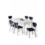 HANAH HOME Rasklopivi trpezarijski sto i stolice (7 delova) Exve White Anthracite - slika 1