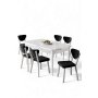 HANAH HOME Rasklopivi trpezarijski sto i stolice (7 delova) Exve White Black - slika 1