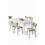 HANAH HOME Rasklopivi trpezarijski sto i stolice (7 delova) Exve White Cream - slika 2