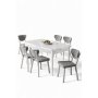 HANAH HOME Rasklopivi trpezarijski sto i stolice (7 delova) Exve White Grey - slika 2