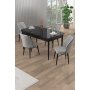 HANAH HOME Rasklopivi trpezarijski sto i stolice (5 delova) Uzi Black Marble Grey - slika 2