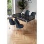 HANAH HOME Rasklopivi trpezarijski sto i stolice (5 delova) Nira Black Marble Chrome Anthracite - slika 1