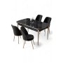 HANAH HOME Rasklopivi trpezarijski sto i stolice (5 delova) Nira Black Marble Chrome Black - slika 1