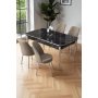HANAH HOME Rasklopivi trpezarijski sto i stolice (5 delova) Nira Black Marble Chrome Cappuccino - slika 1