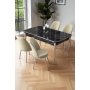HANAH HOME Rasklopivi trpezarijski sto i stolice (5 delova) Nira Black Marble Chrome Cream - slika 1