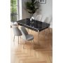 HANAH HOME Rasklopivi trpezarijski sto i stolice (5 delova) Nira Black Marble Chrome Grey - slika 1