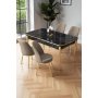 HANAH HOME Rasklopivi trpezarijski sto i stolice (5 delova) Nira Black Marble Gold Cappuccino - slika 1