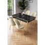 HANAH HOME Rasklopivi trpezarijski sto i stolice (5 delova) Nira Black Marble Gold Cream - slika 1