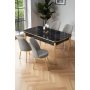 HANAH HOME Rasklopivi trpezarijski sto i stolice (5 delova) Nira Black Marble Gold Grey - slika 1