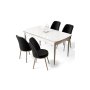 HANAH HOME Rasklopivi trpezarijski sto i stolice (5 delova) Nira White Chrome Black - slika 2