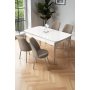 HANAH HOME Rasklopivi trpezarijski sto i stolice (5 delova) Nira White Chrome Cappuccino - slika 2