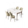 HANAH HOME Rasklopivi trpezarijski sto i stolice (5 delova) Nira White Chrome Cream - slika 1