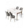HANAH HOME Rasklopivi trpezarijski sto i stolice (5 delova) Nira White Chrome Grey - slika 2
