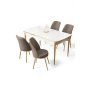 HANAH HOME Rasklopivi trpezarijski sto i stolice (5 delova) Nira White Gold Cappuccino - slika 1