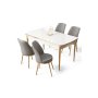 HANAH HOME Rasklopivi trpezarijski sto i stolice (5 delova) Nira White Gold Grey - slika 1