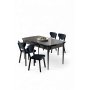 HANAH HOME Rasklopivi trpezarijski sto i stolice (5 delova) Exve Black Marble Anthracite - slika 1