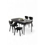 HANAH HOME Rasklopivi trpezarijski sto i stolice (5 delova) Exve Black Marble Black - slika 1