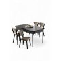 HANAH HOME Rasklopivi trpezarijski sto i stolice (5 delova) Exve Black Marble Cappuccino - slika 1