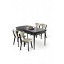 HANAH HOME Rasklopivi trpezarijski sto i stolice (5 delova) Exve Black Marble Cream - slika 1